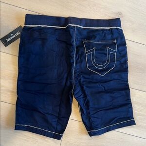 True Religion Blue Jean Shorts with Signature Stitching